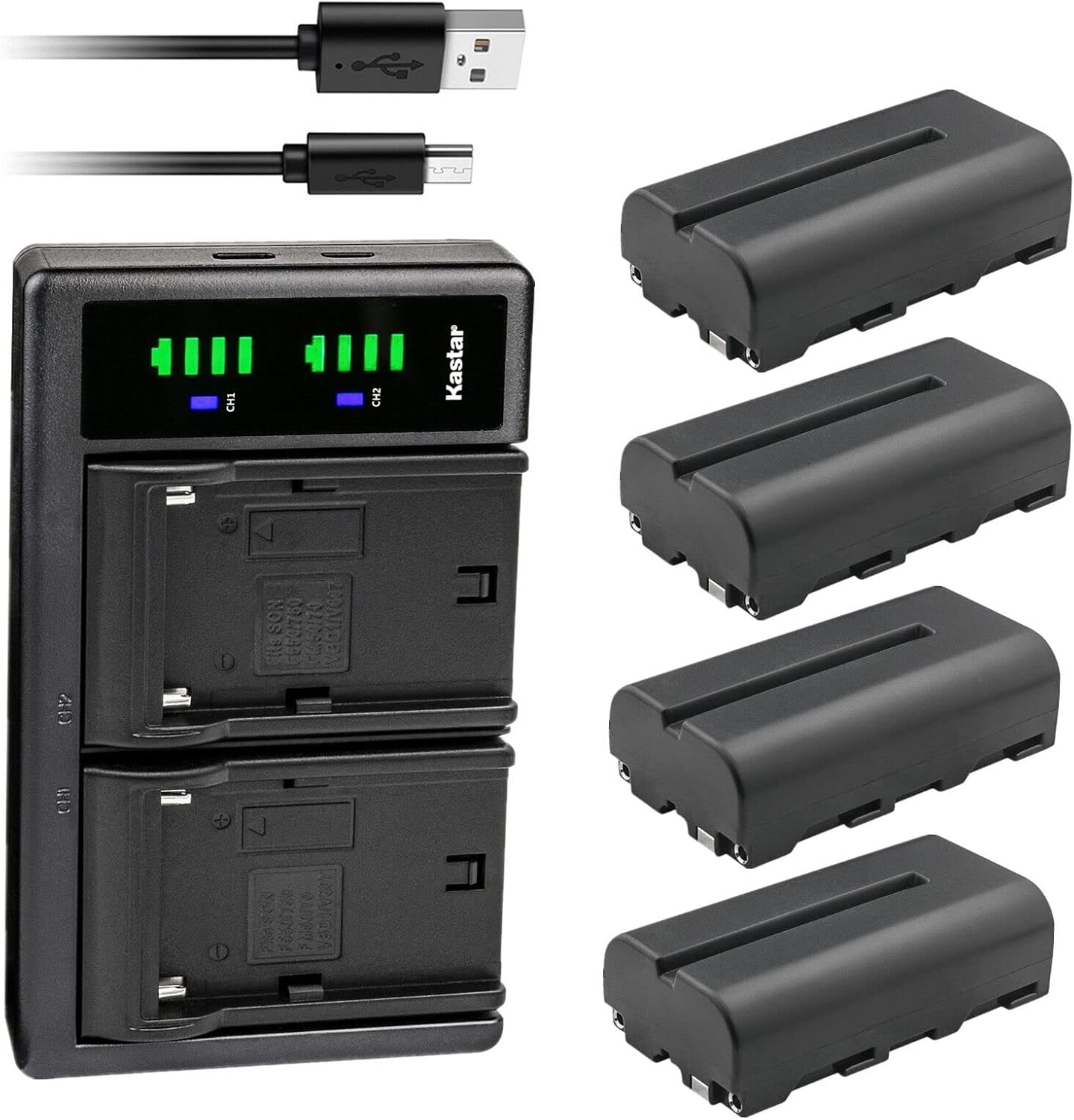 Kastar 4-Pack NP-F550 / NP-F570 Battery and Charger Set