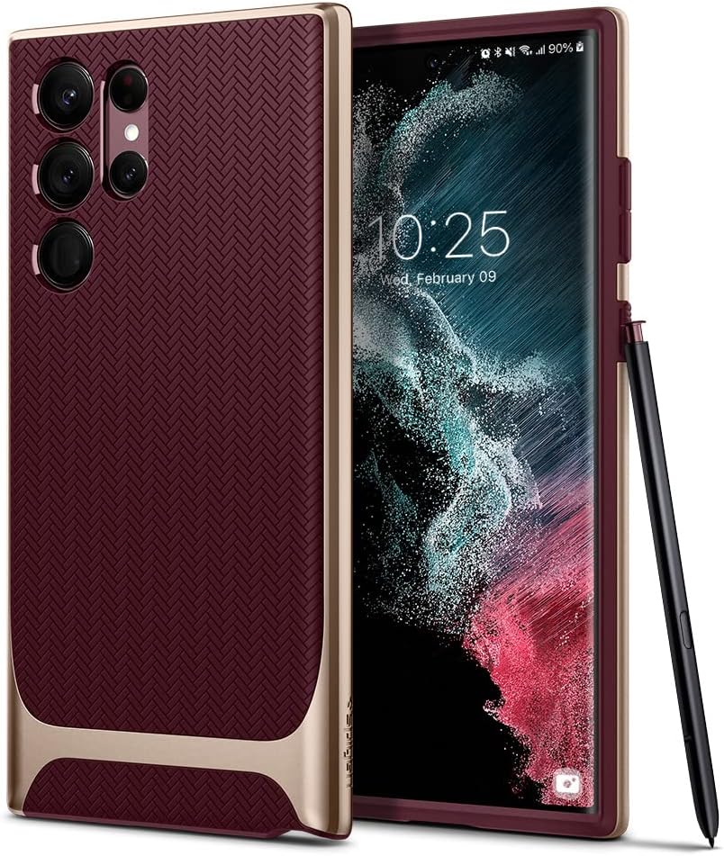 Spigen Neo Hybrid Case for Galaxy S22 Ultra - Burgundy Color
