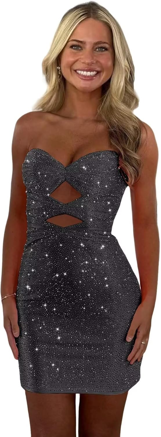 Sparkly Sequin Homecoming Dresses for Teens - Strapless Mini