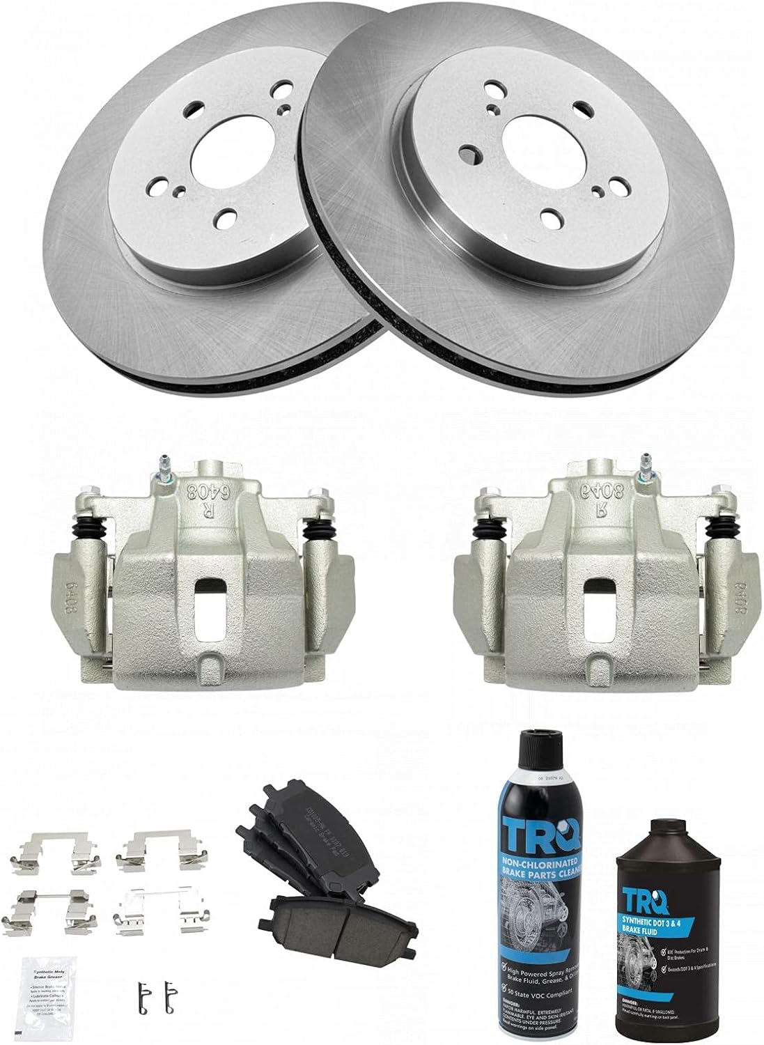 TRQ Front Ceramic Brake Pads Rotors & Calipers for Toyota Lexus