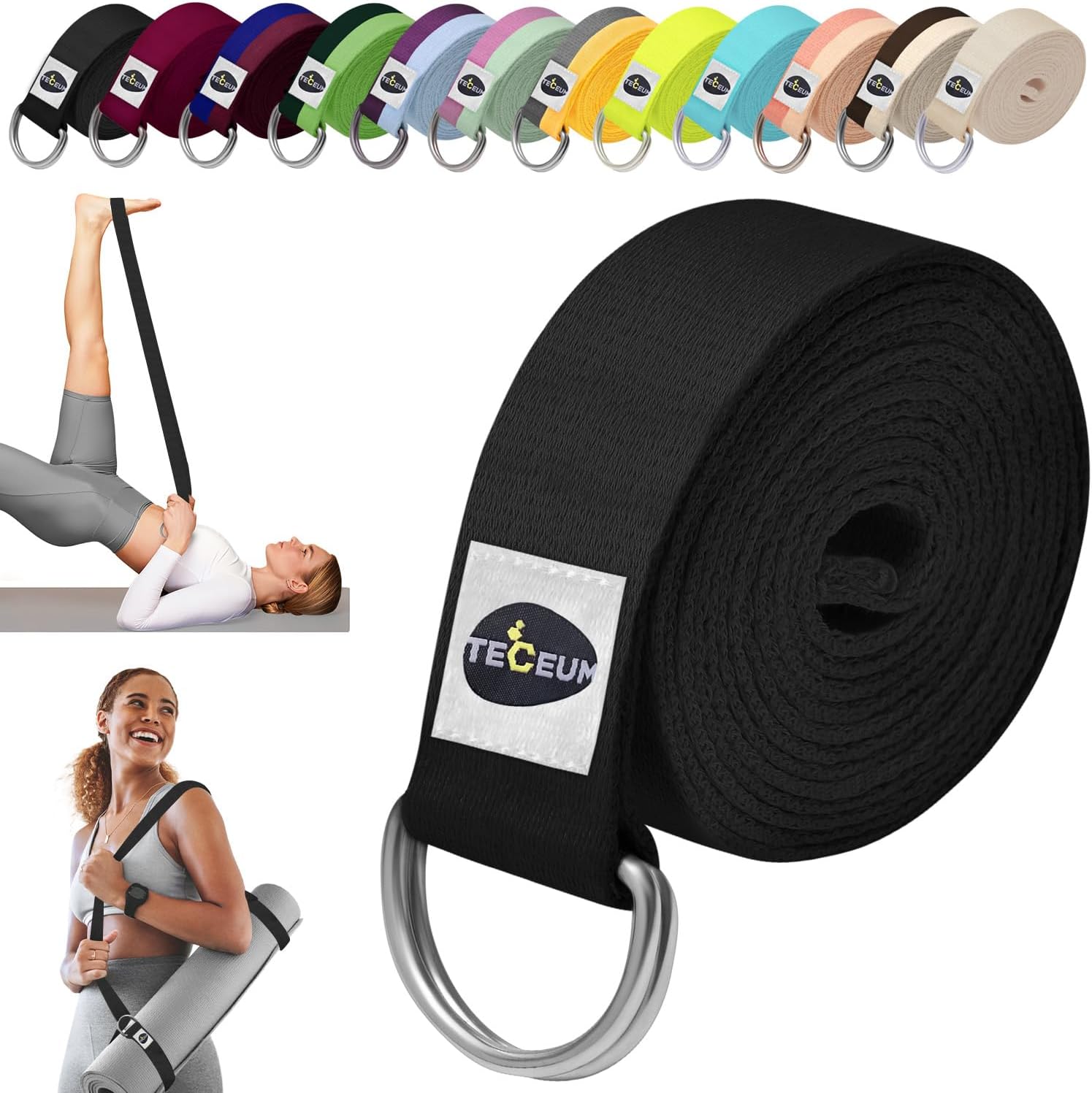 Adjustable Cotton Yoga Strap | Non-Slip 2-IN-1 Belt (30+ Colors) - Stretch Further!
