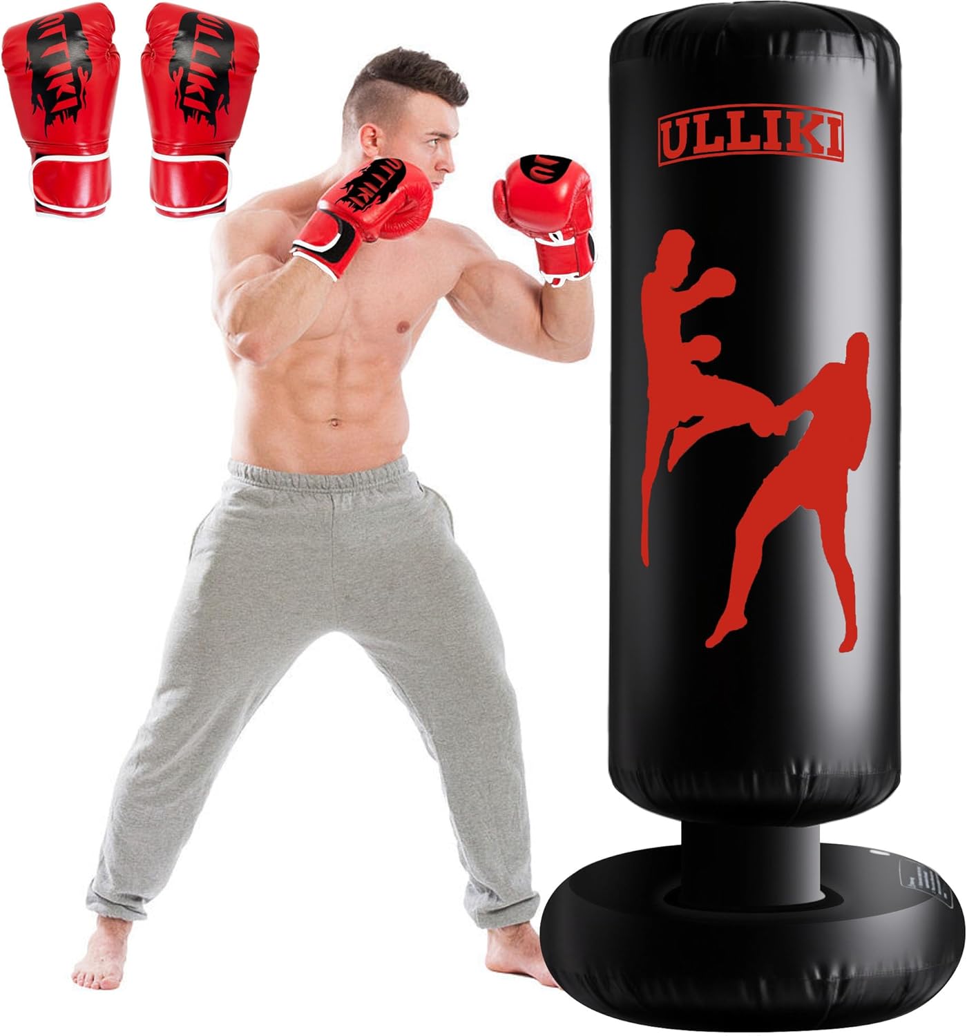 ULLIKI 65 Freestanding Punching Bag with Gloves - Heavy Boxing Fun for All!