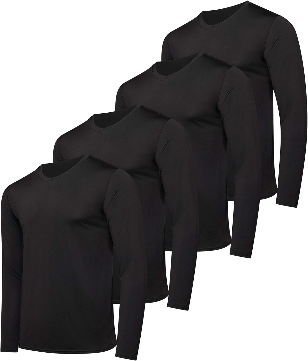 Men's Dry Fit Long Sleeve V-Neck Active T-Shirt 4 Pack