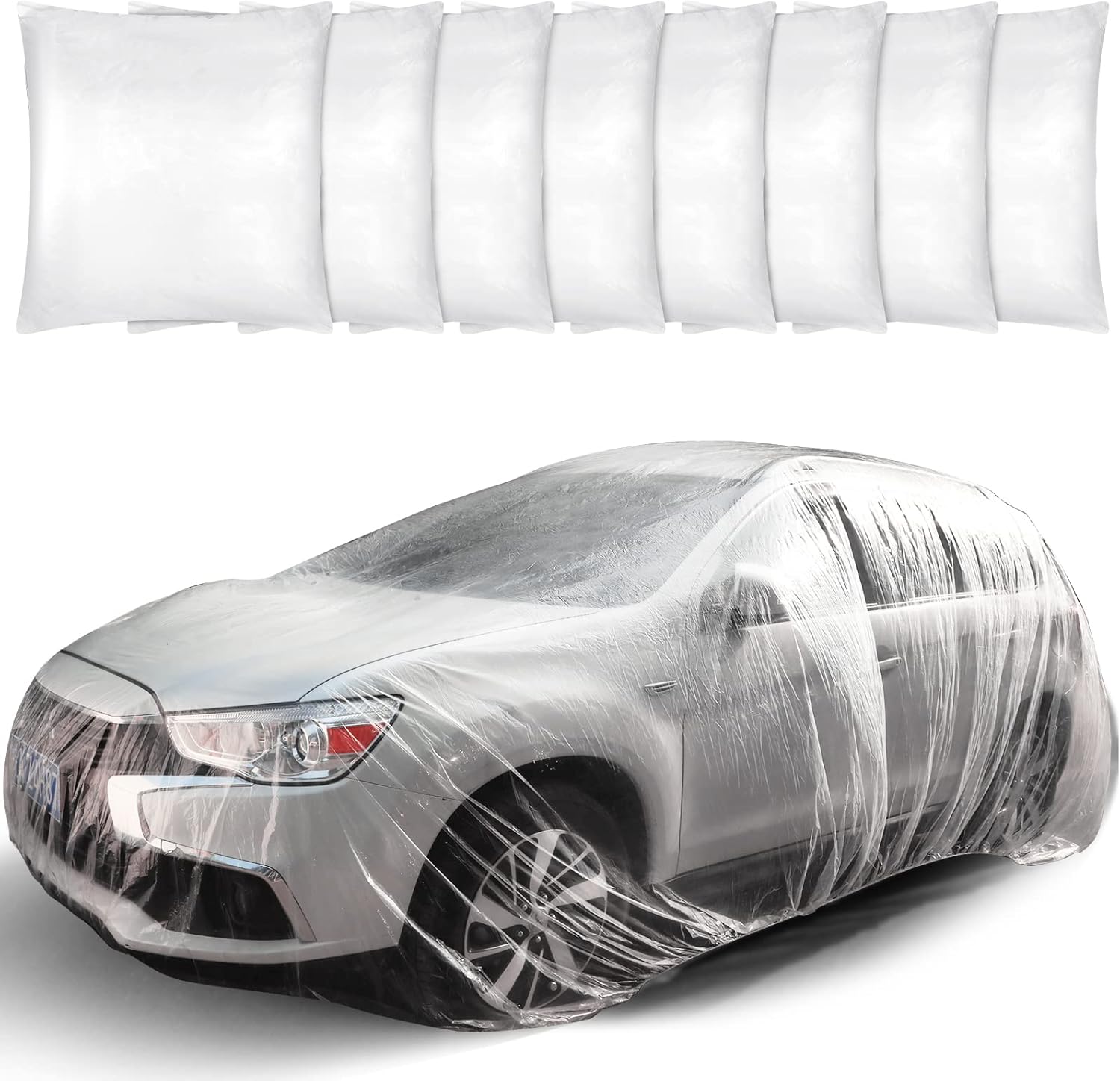 Tallew 8 Pcs Universal Plastic Car Cover for All Weather Use