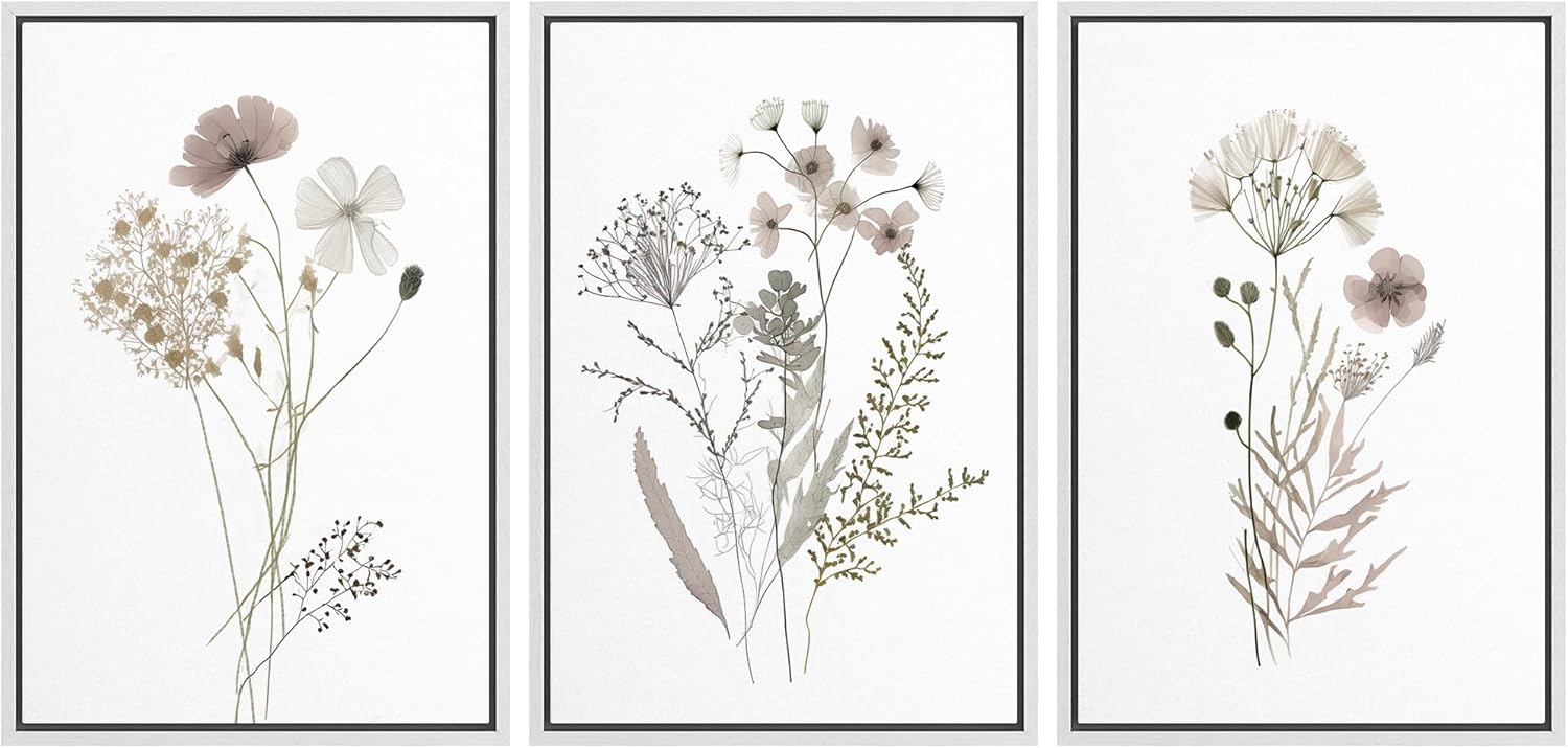 MUDECOR Framed Canvas Print Watercolor Wildflower Art for Home