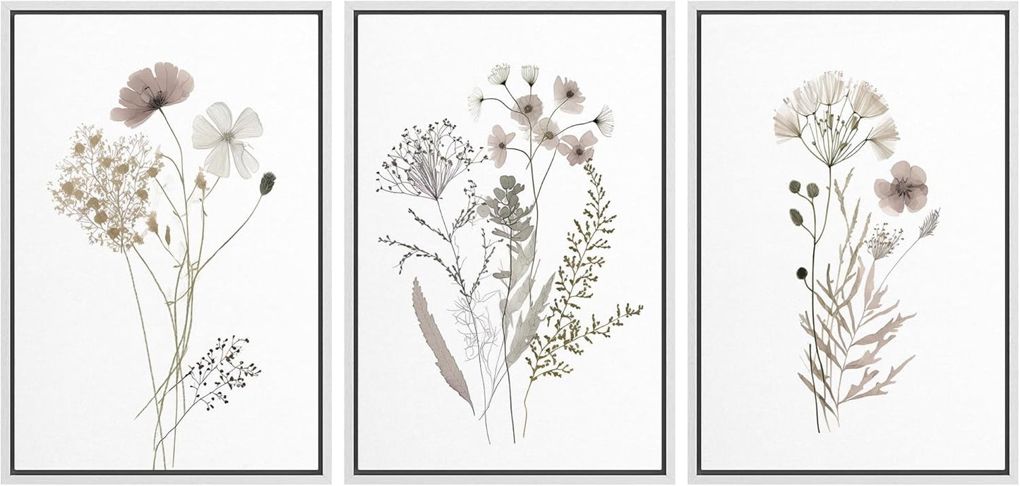 MUDECOR Framed Canvas Print Watercolor Wildflower Art for Home