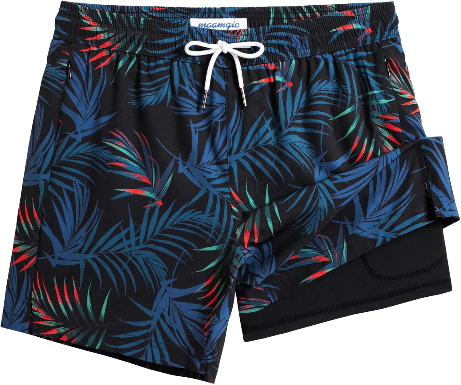 maamgic Mens Swim Trunks with Compression Liner for Comfort