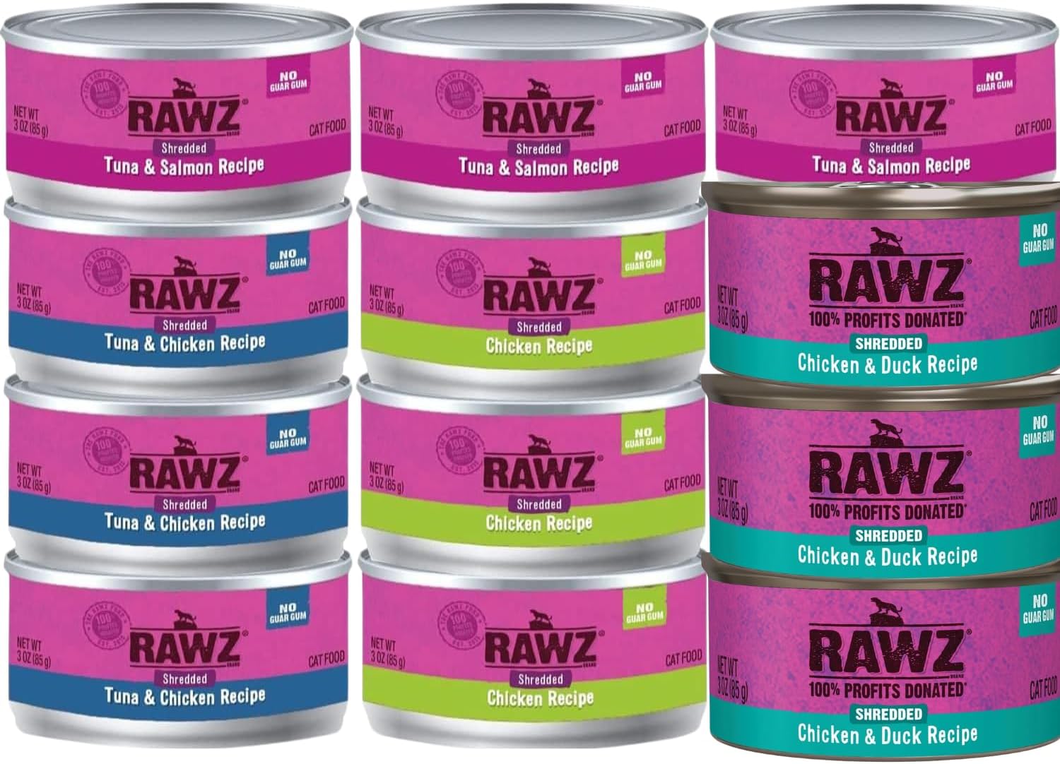 Rawz Natural Premium Canned Cat Wet Food Variety Pack - 12 Cans