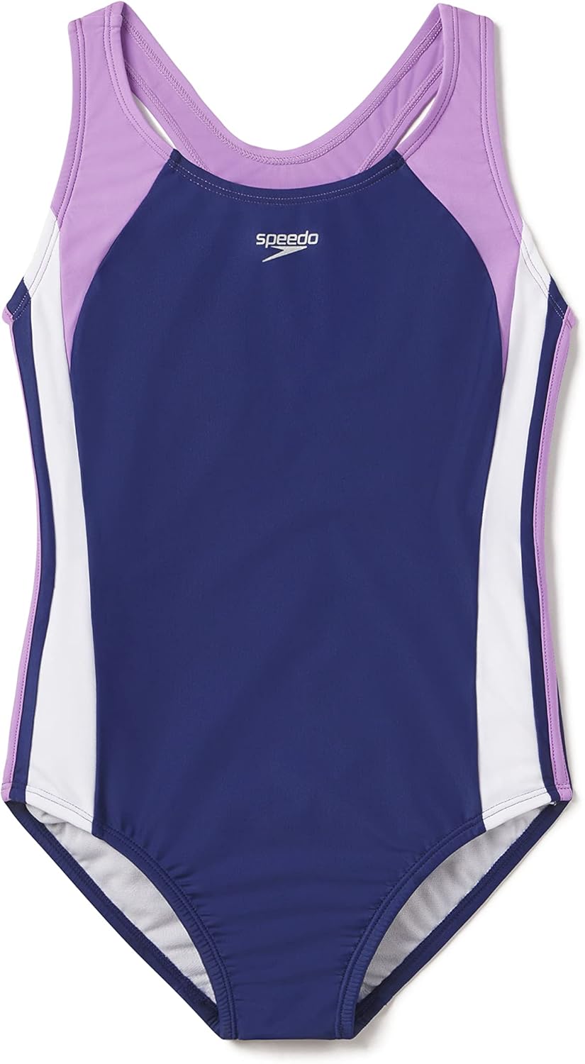 Speedo Girl's One Piece Swimsuit with Thick Straps and Mesh