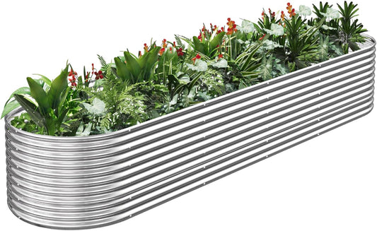 FRIZIONE Tall Galvanized Raised Garden Bed for Vegetables and Flowers