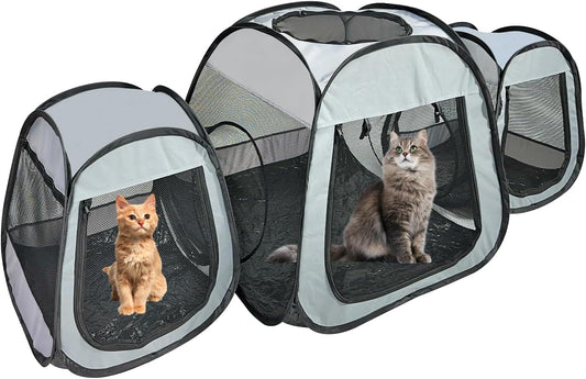 BETYMAN Large Cat Playpen: Foldable Three-Trapezoidal Design