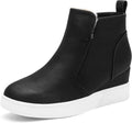 Womens Slip on High Top Wedge Sneakers - Cozy Lift for Winter