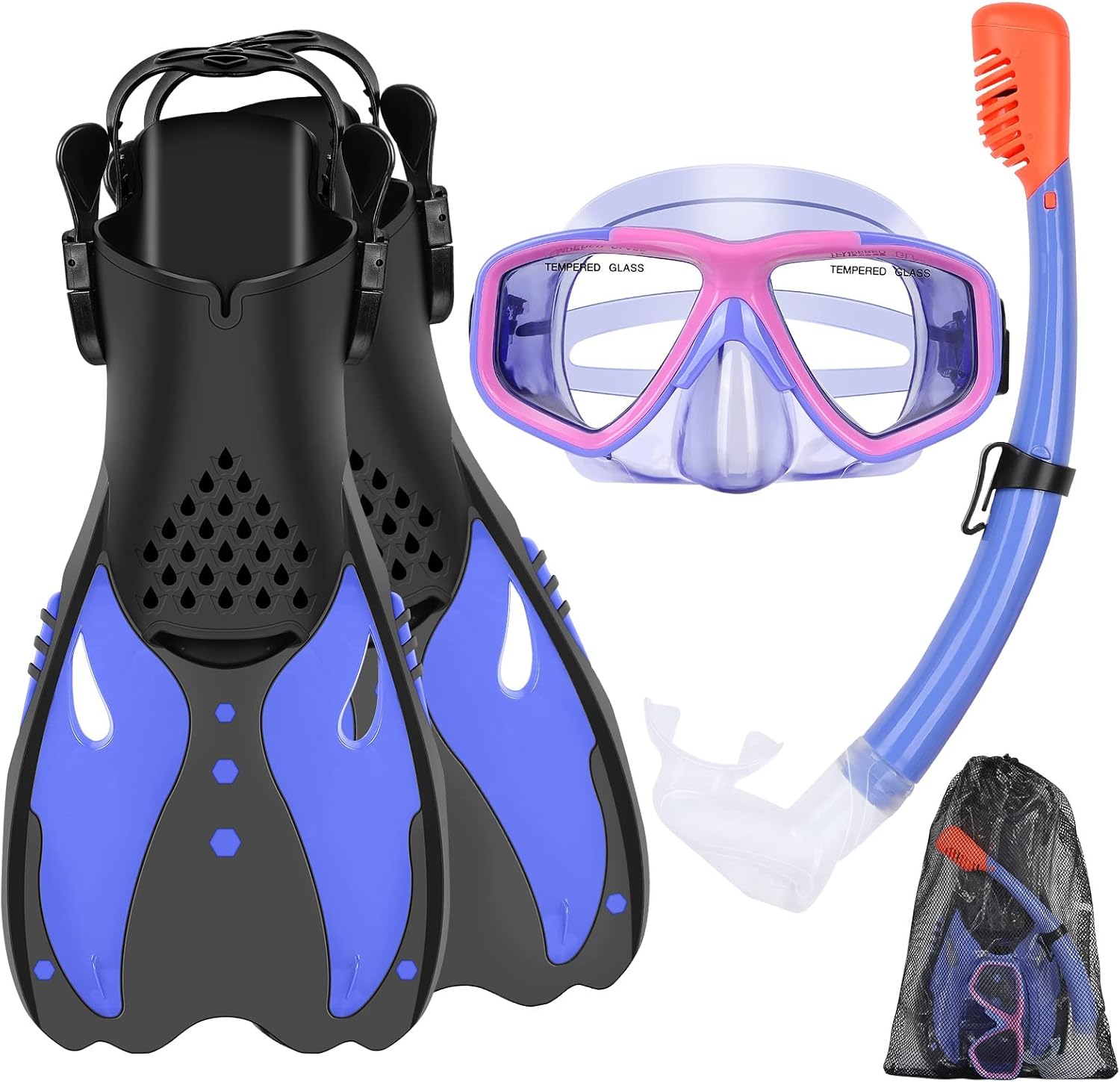 Youth Snorkel Set for Ages 7-16 with Anti-Fog and Dry Top