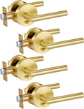 4 Packs Gold Interior Door Handle Brushed Gold - Heavy Duty Privacy