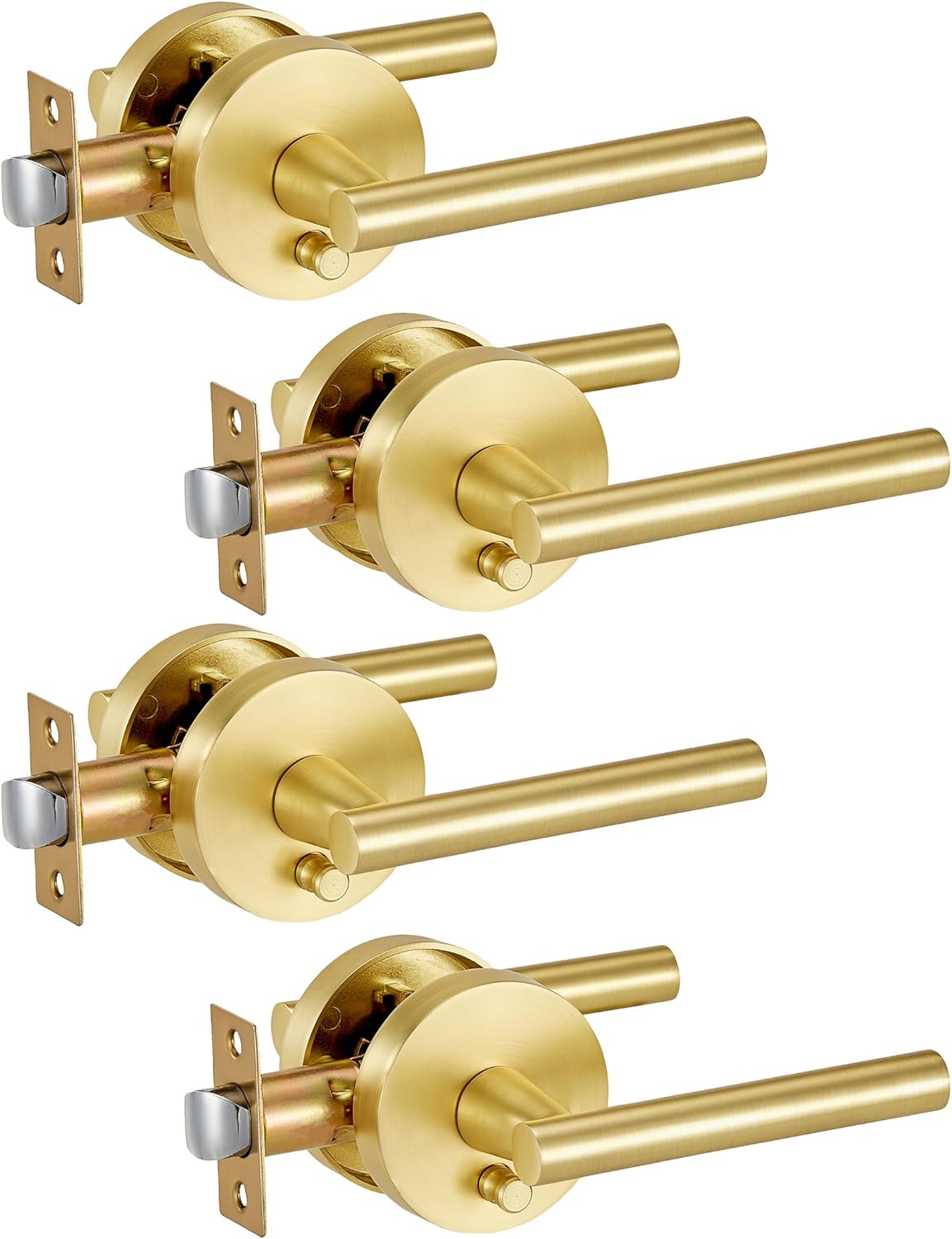 Brushed Gold Interior Door Handle Set - Heavy Duty Privacy Levers