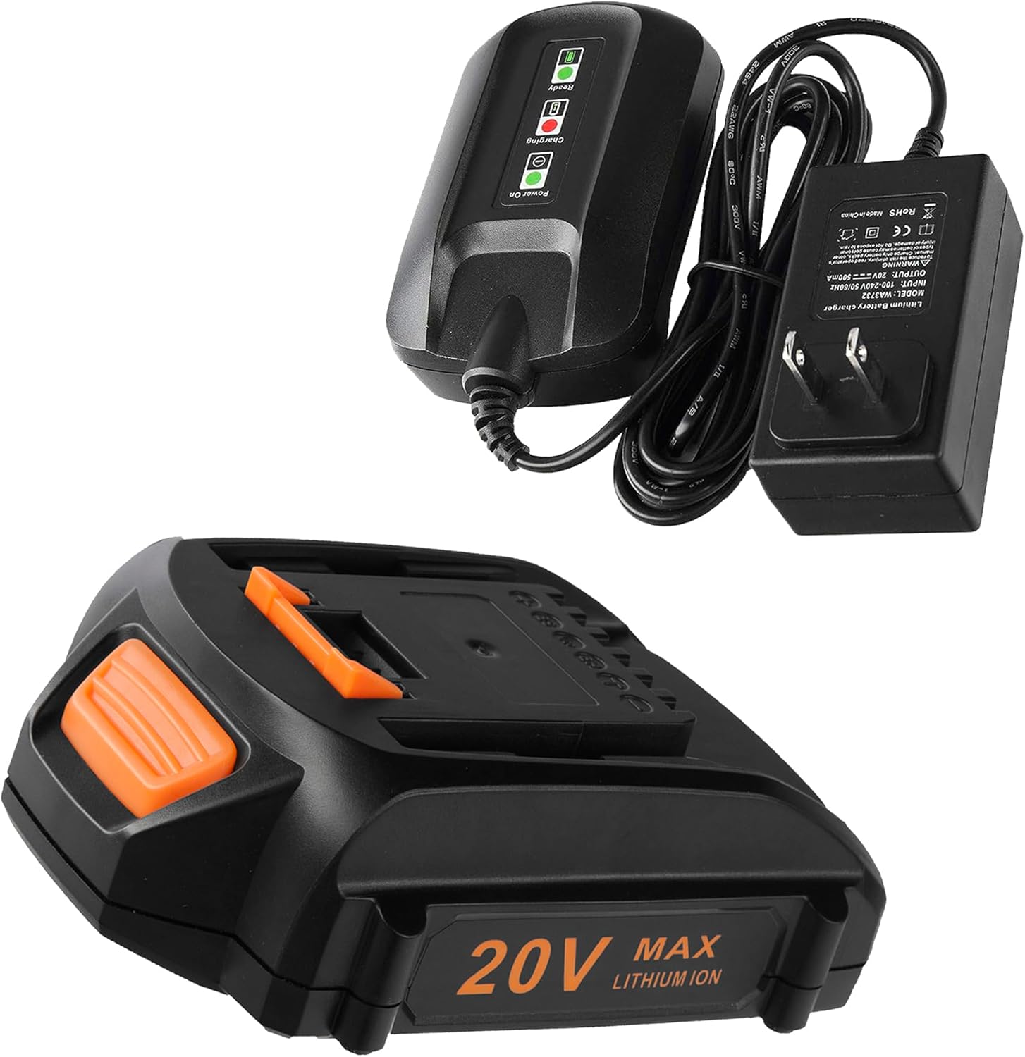 Replacement 20V Battery and Charger Starter Kit for Worx Tools