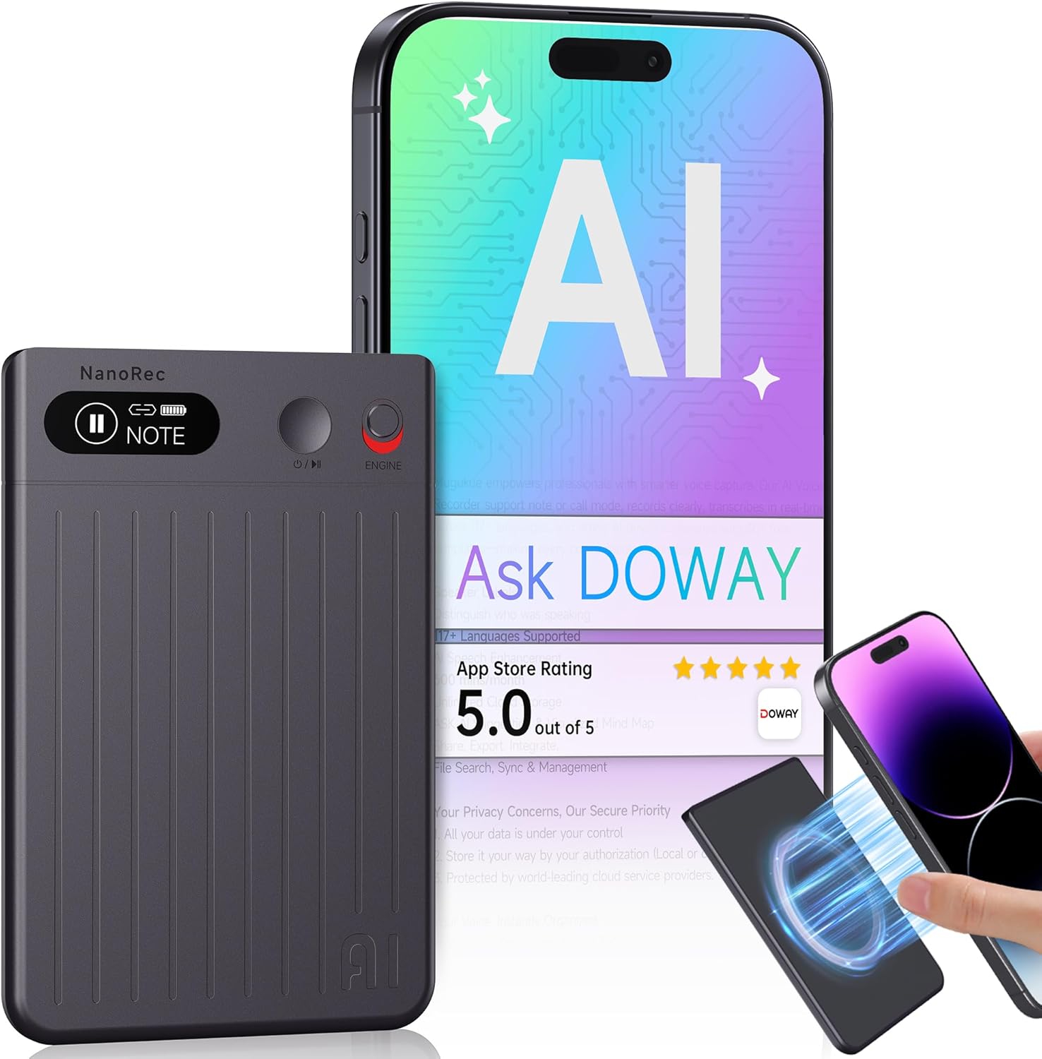 AI Voice Recorder with 64GB Storage and 73-Hour Battery Life