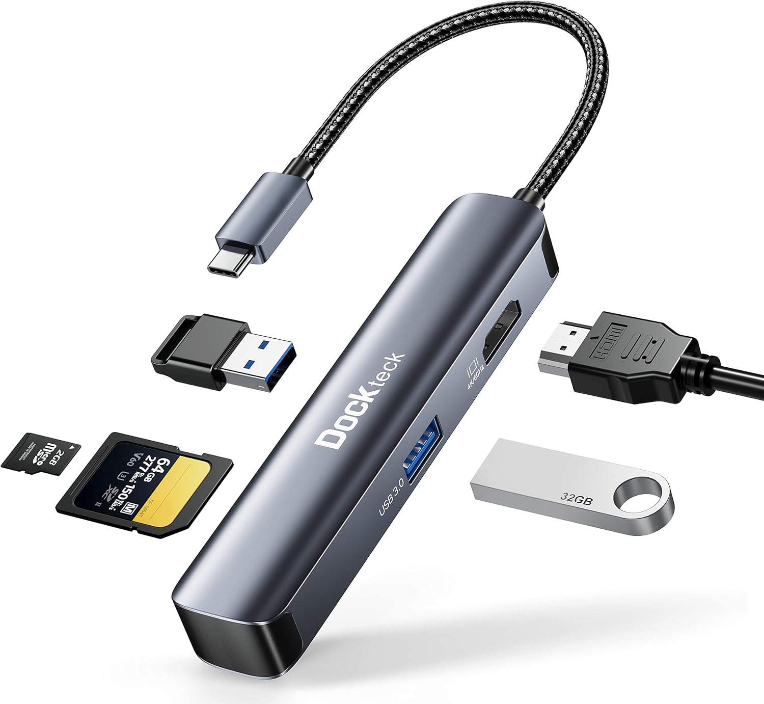 USB C Hub Multiport Adapter - 5 in 1 Dockteck Dongle Hub
