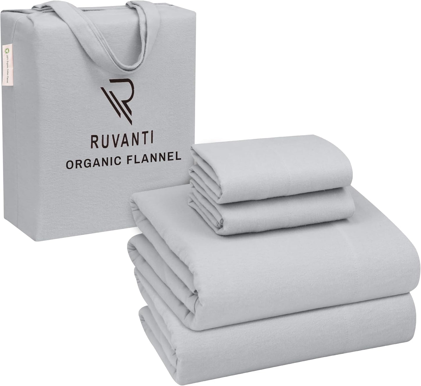 RUVANTI Flannel Sheets King Size - Organic Cotton Cozy Set