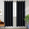 Black Grommet Blackout Curtains 46 x 84 in Panels - Room Darkening Set