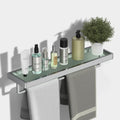 Glass Bathroom Shelf with Towel Bar - Tempered Floating Shelf 20in