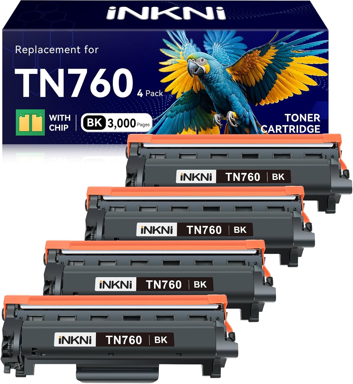 InkNI TN760 Toner Cartridge Replacement for Brother Printers