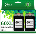 60XL Black Ink Cartridge Replacement for HP 60XL - 2 Pack