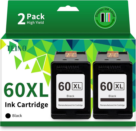 TEINO 60XL Black Ink Cartridge Replacement for HP Printers