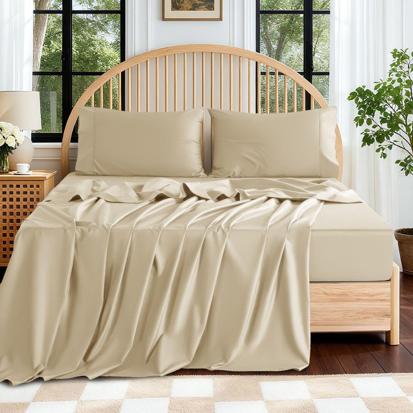 100% Egyptian Cotton Queen Sheets - Luxury 600 Thread Count Set