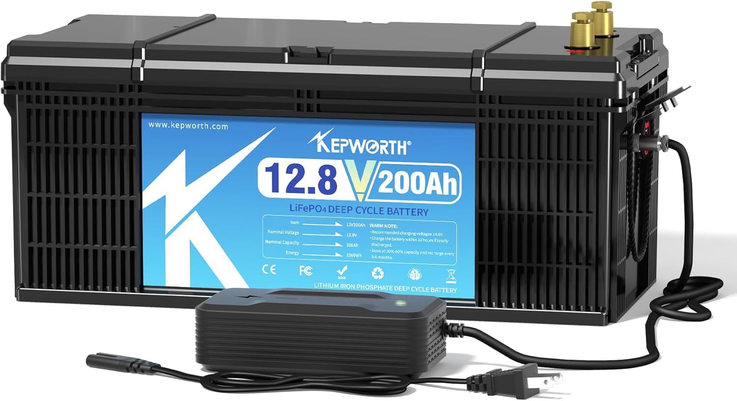 12.8V 200Ah LiFePO4 Battery for Trolling Motor and RV Use