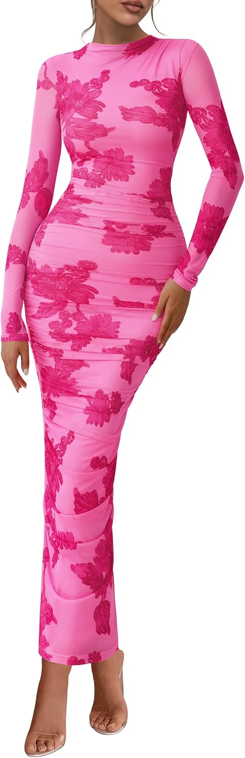 PRETTYGARDEN Women's Long Sleeve Maxi Dress for Fall Events