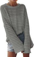 Sidefeel Womens Fall Crochet Knit Pullover Tops - Lightweight Casual