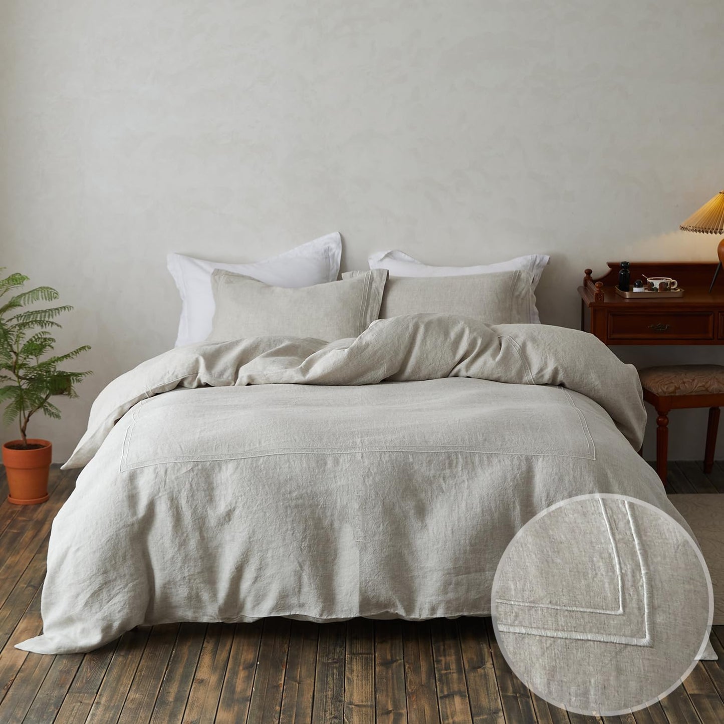 100% Washed Linen Duvet Cover Set for Cozy Farmhouse Style