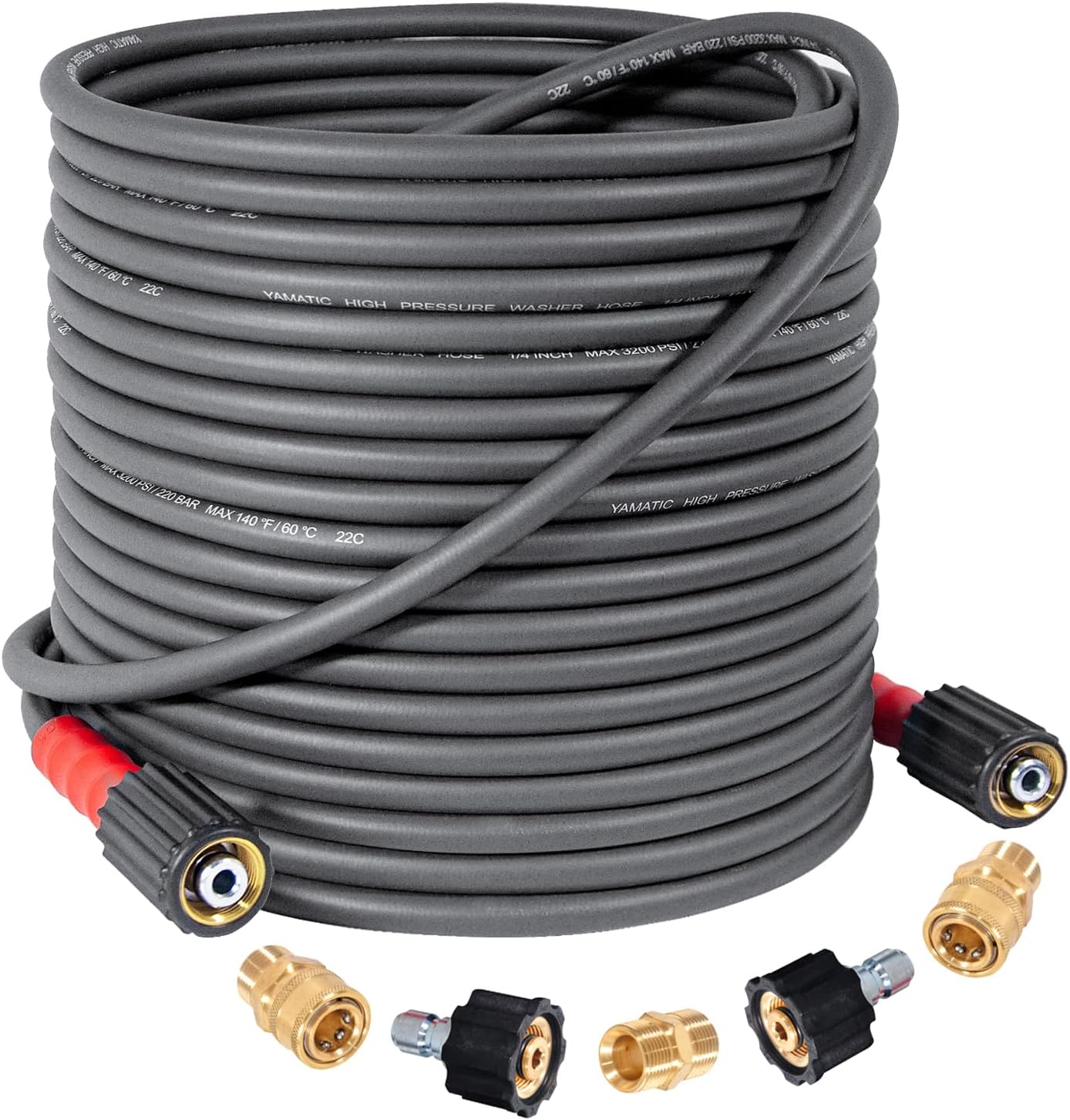 YAMATIC 75FT Super Flexible Pressure Washer Hose for Easy Use