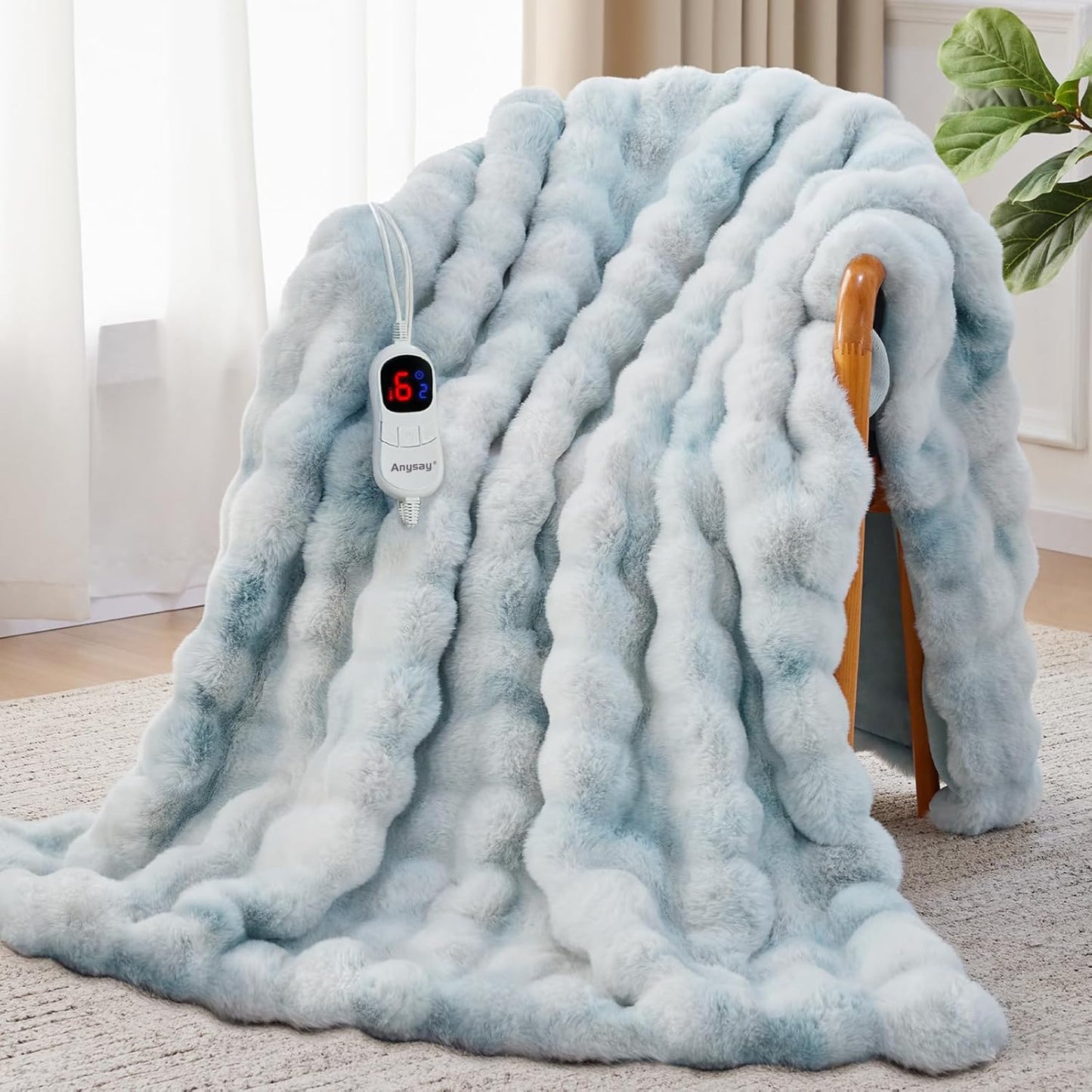 Heated Blanket Throw with Auto-Off and 10 Heat Levels for Comfort