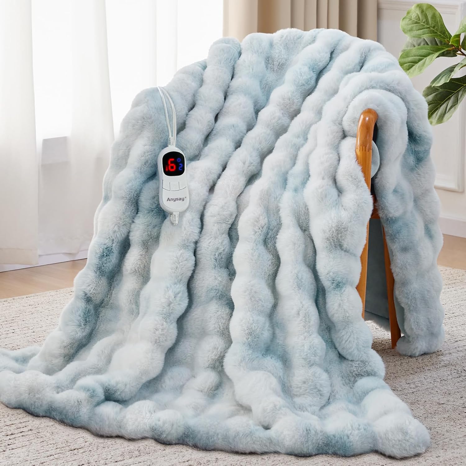 Heated Blanket Throw with Auto-Off and 10 Heat Levels for Comfort