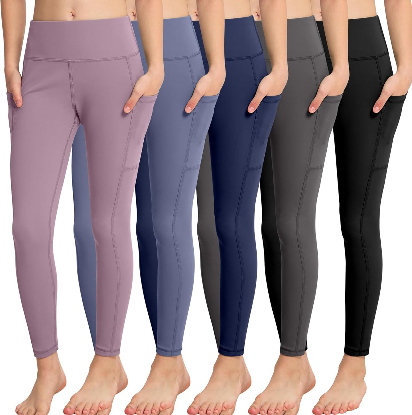 CHRLEISURE Girls' Athletic Leggings with Pockets for Active Kids