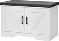 2-Tier Storage Bench 27.6 in Wide Shoe Bench with Padded Seat