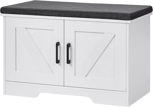2-Tier Storage Bench with Padded Seat Cushion for Entryway