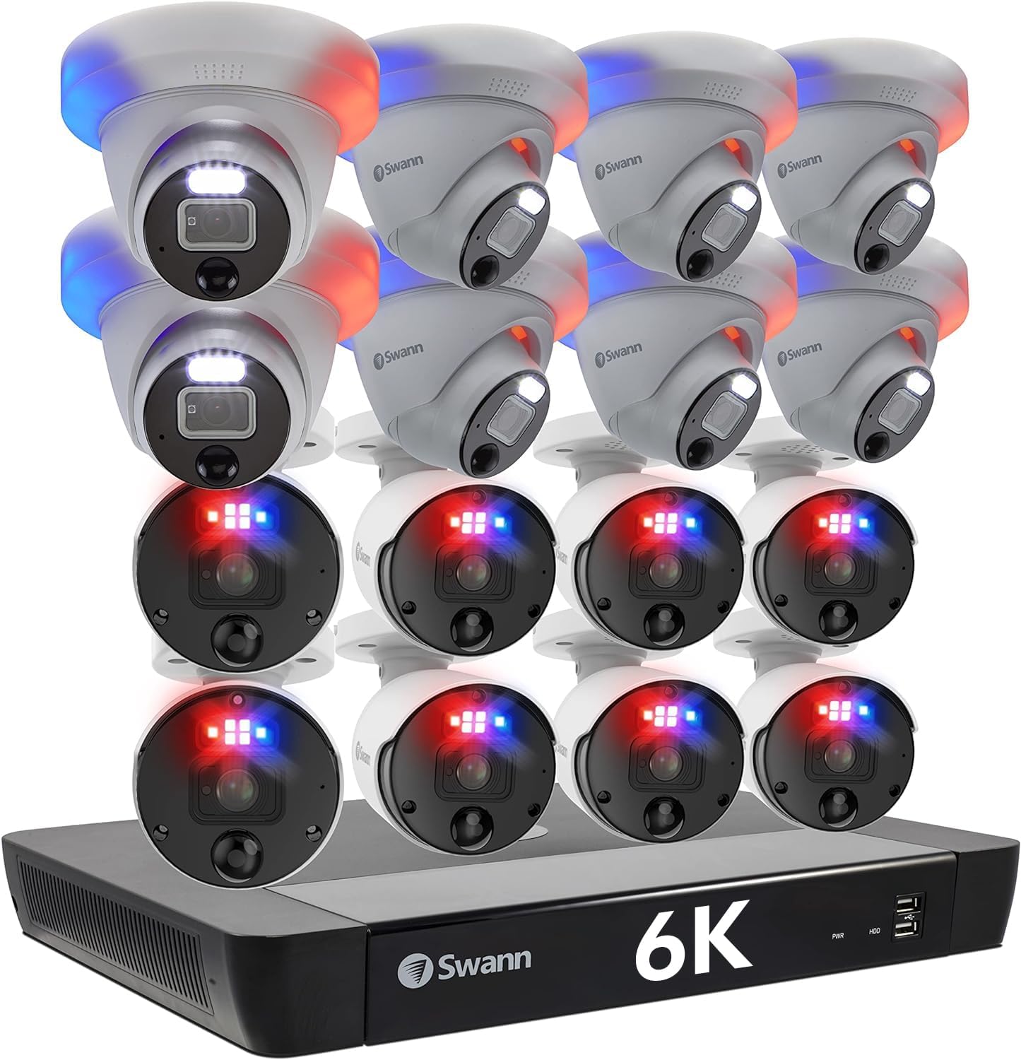 Swann 12MP Security System: 4TB NVR, 16 Cameras, 6k HD, 2-Way Audio