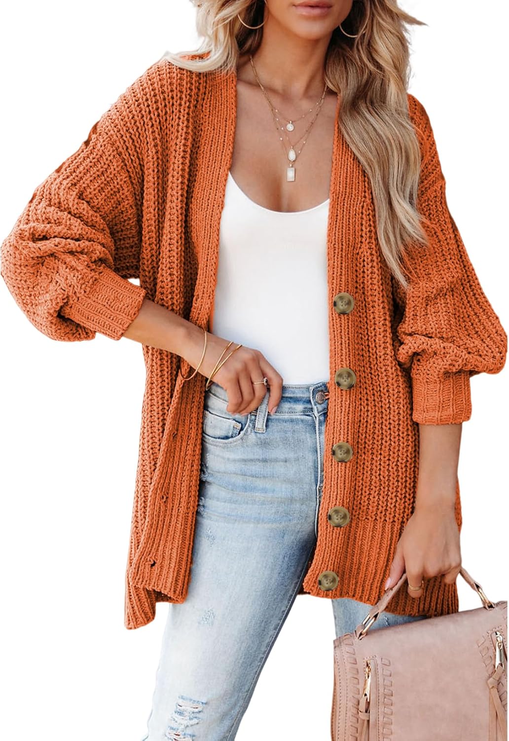 SHEWIN Womens Oversized Open Front Cardigan Sweater for All