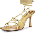 Lace Up Heels Sandals with Stiletto Design for Women by ISNOM