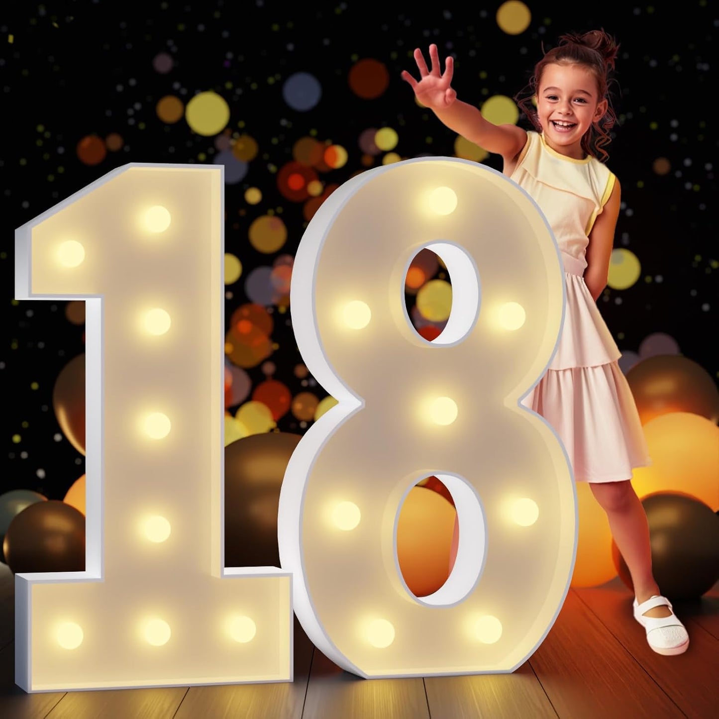 Large Light Up Numbers for 18th Birthday and Anniversary Decor