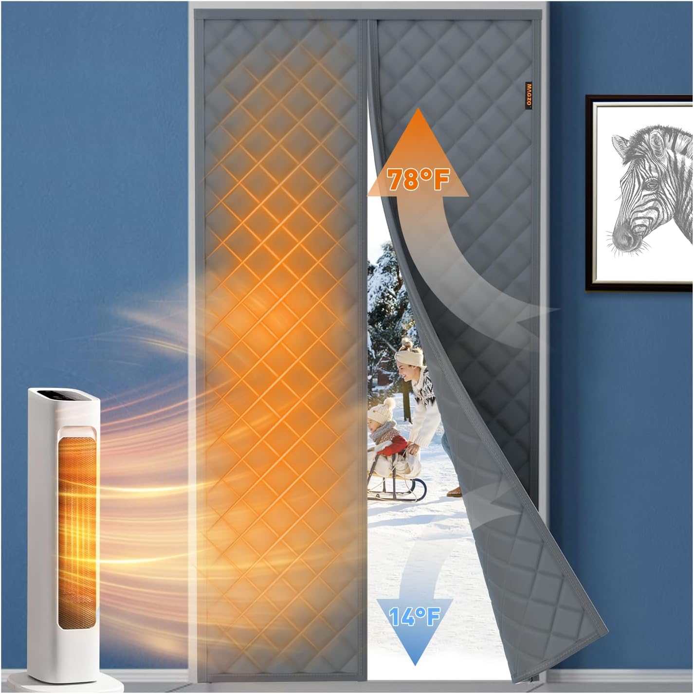 MAGZO Magnetic Thermal Insulated Door Curtain for Winter Use