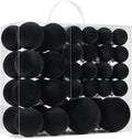 Velvet Christmas Ball Ornaments Set 46pcs (Black) - Luxurious Flocked