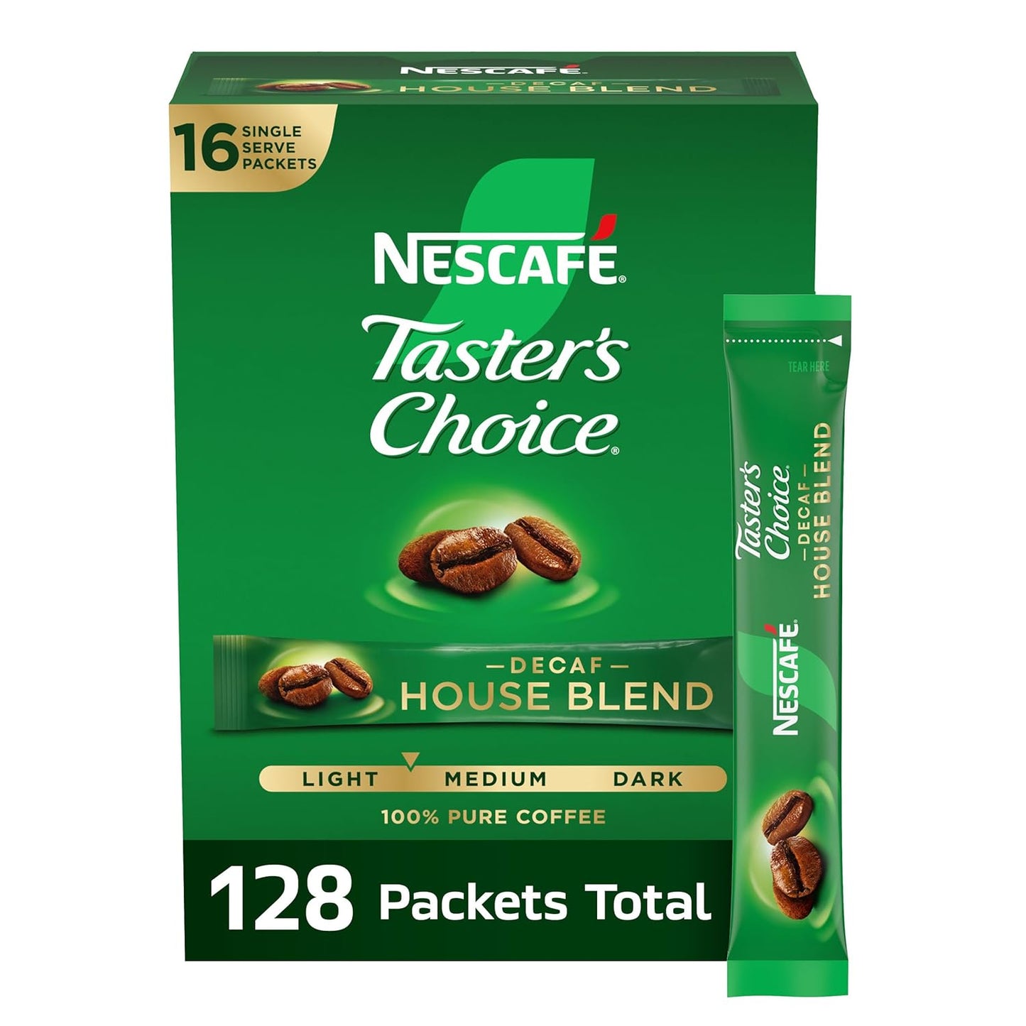 NESCAFE Taster's Choice Decaf Instant Coffee Packets, 128 Count