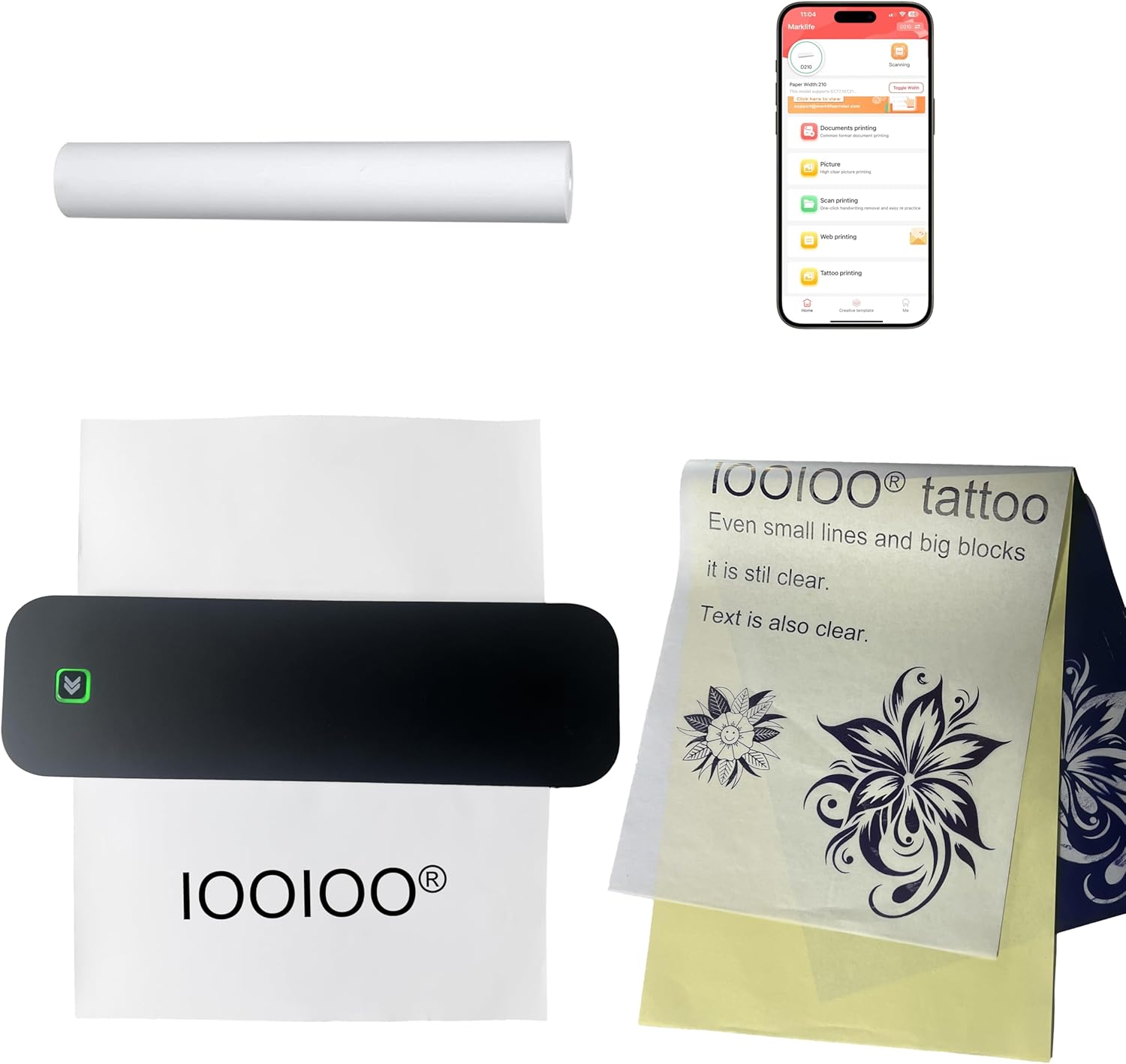 Wireless Tattoo Stencil Printer - Inkless & Portable