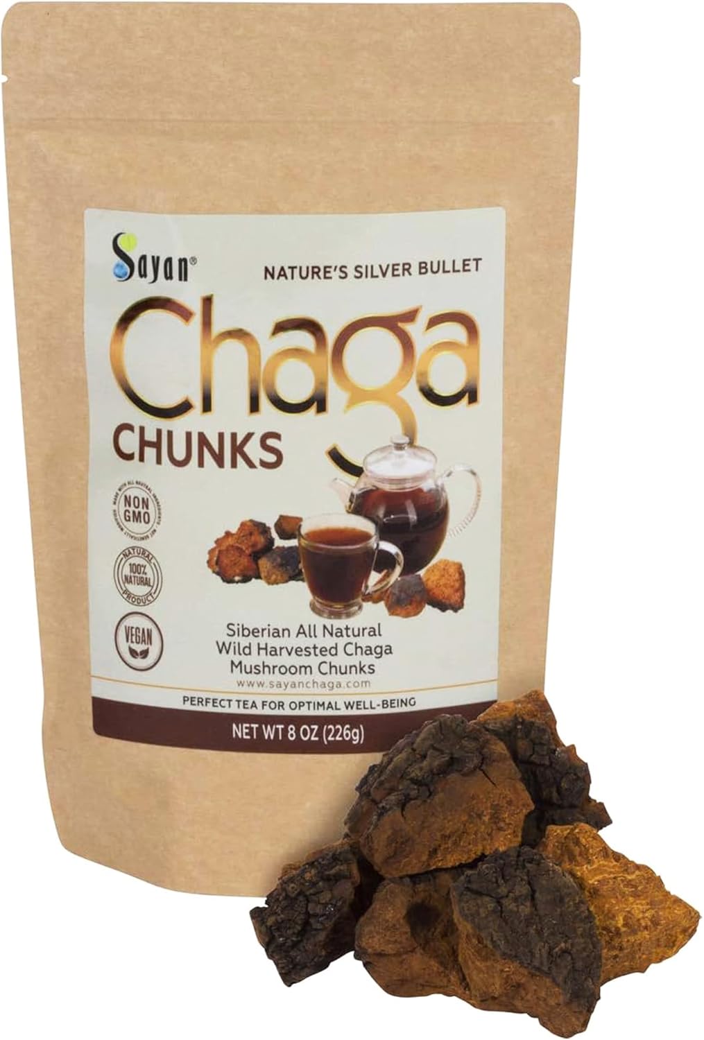 Siberian Pure Raw Chaga Mushroom Chunks for Immune Support