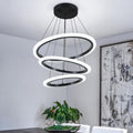 O'NEELDY Modern 3 Ring LED 52W Black Pendant Light - Bright Adjustable
