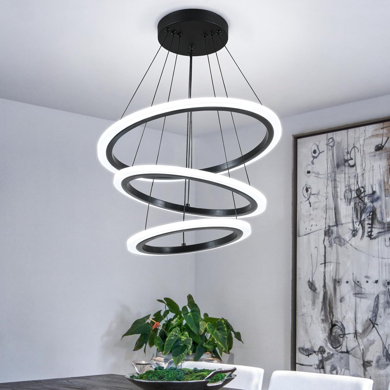 Modern 3 Ring LED Pendant Light for Dining Room and Kitchen